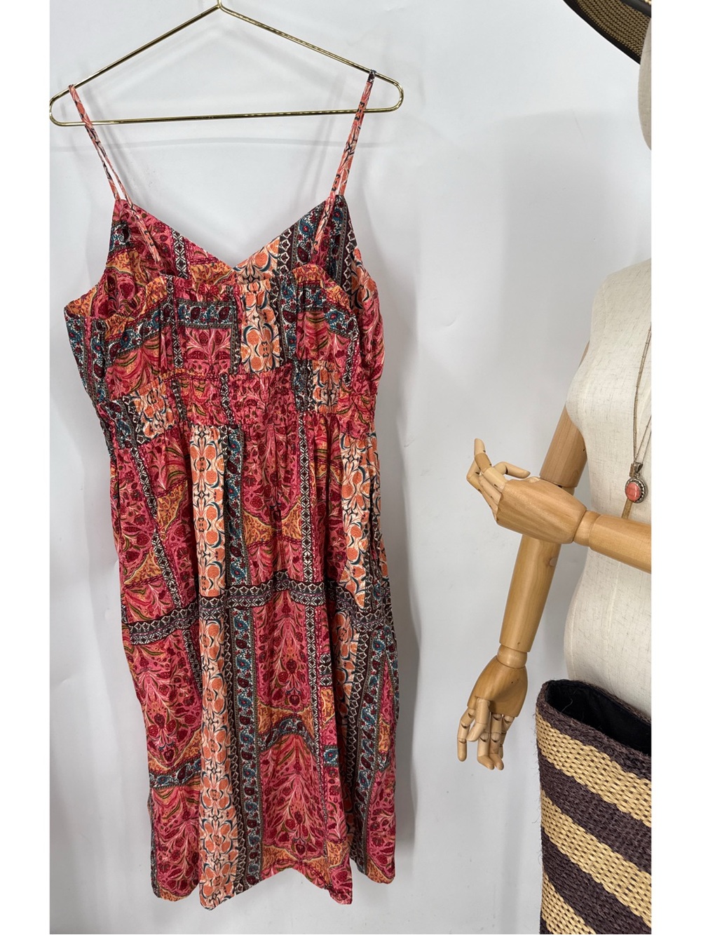 Old Navy Waist-Defined patchwork Paisley print Cami Midi Dress XXL - Picture 4 of 15